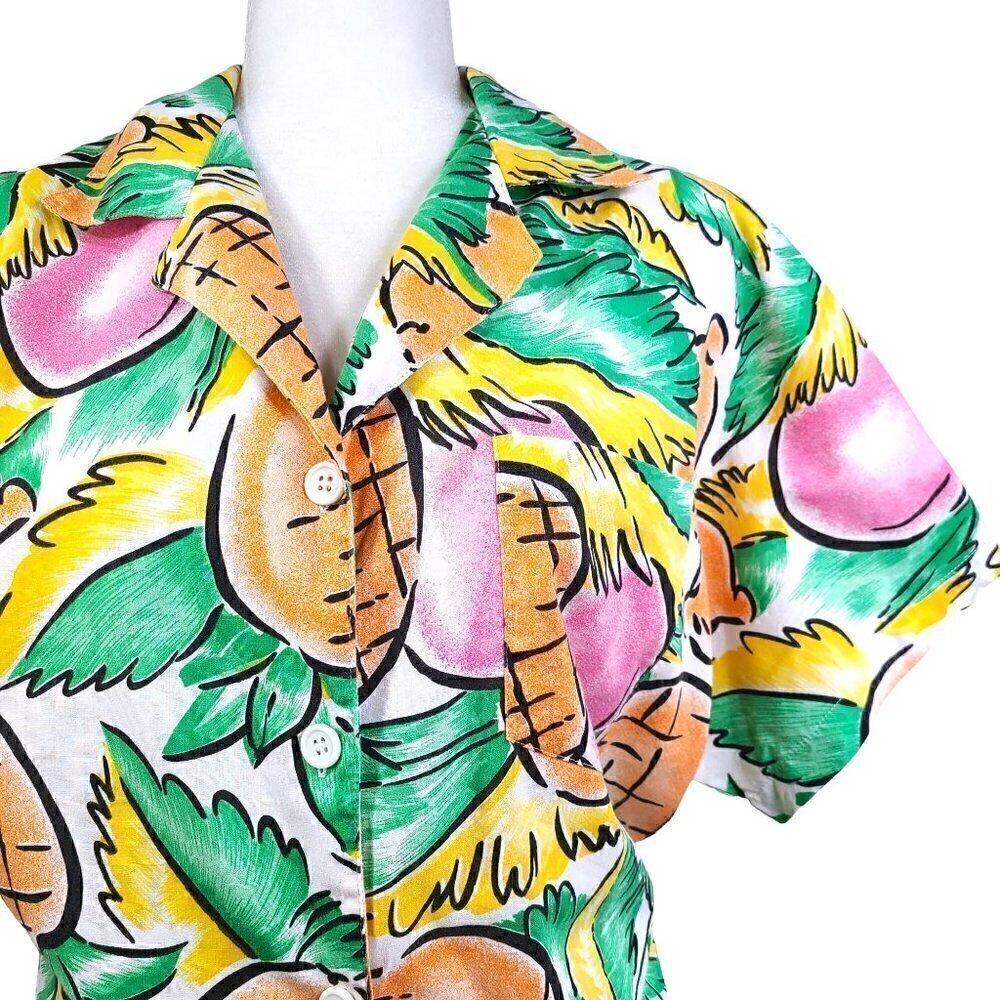 Shirtstop Vintage Hawaiian Tropical Short Sleeve Button Down T-shirt Medium